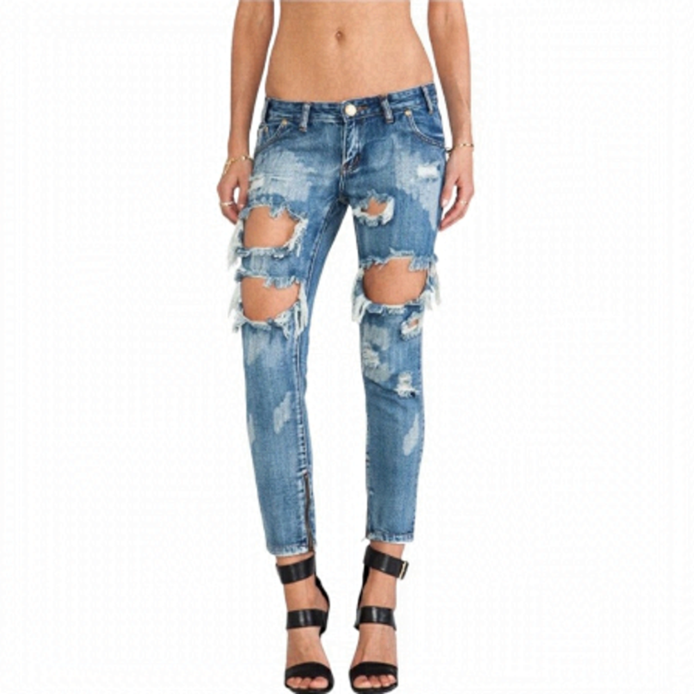ONE Teaspoon Trashed Freebirds‎ low rise extreme distressed jeans